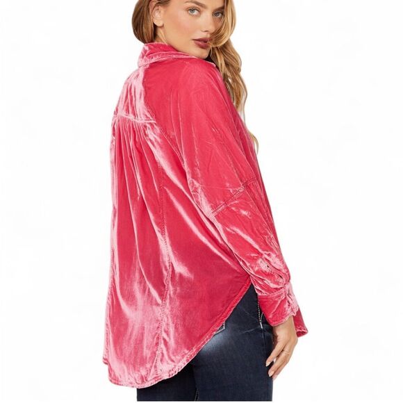 NWT We the Free Night Skies Velvet Shirt Hot Pink S - Picture 7 of 7